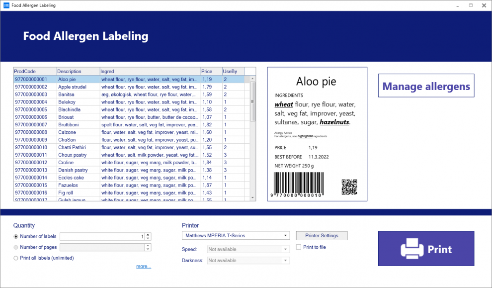 Opmaak van voedingsetiketten met allergenen: kinderspel dankzij NiceLabel 10 software!